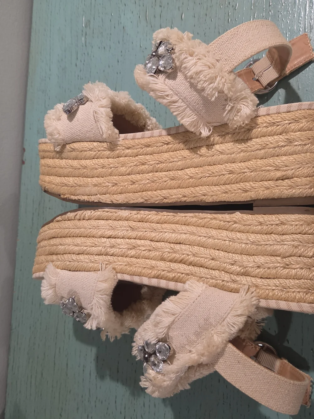 Zara Trafaluc Embellished Fringe Espadrille Platform Sandals EU 40/9-9.5